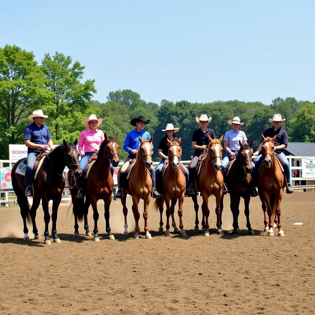 Equestrians compete in a riding class at the Deerfield Fair Horse Show