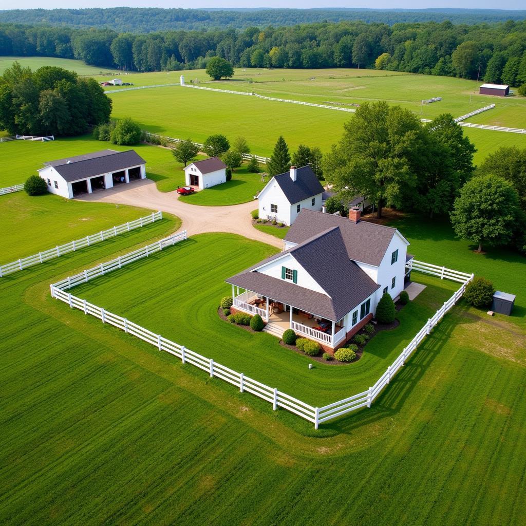 Aerial view of a horse farm in Delaware