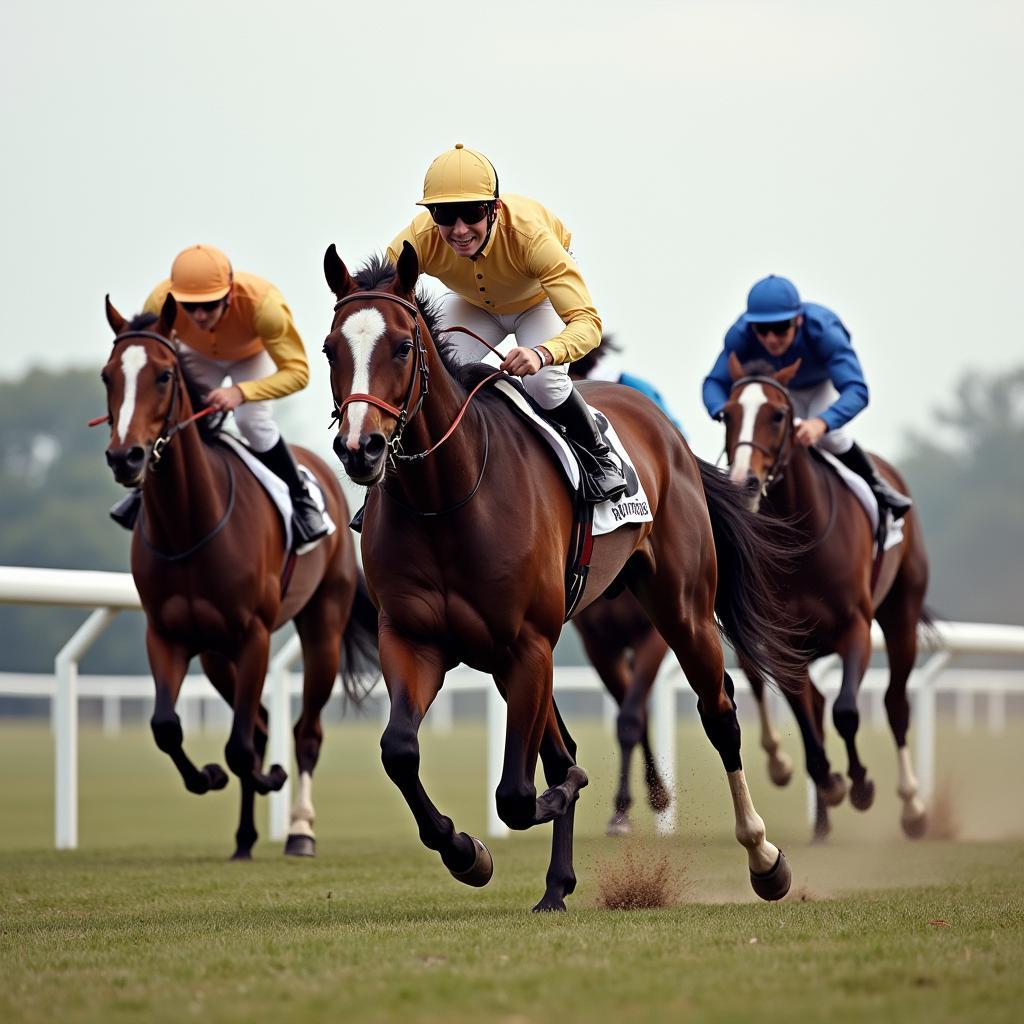 Desert Orchid charging to victory with his jockey