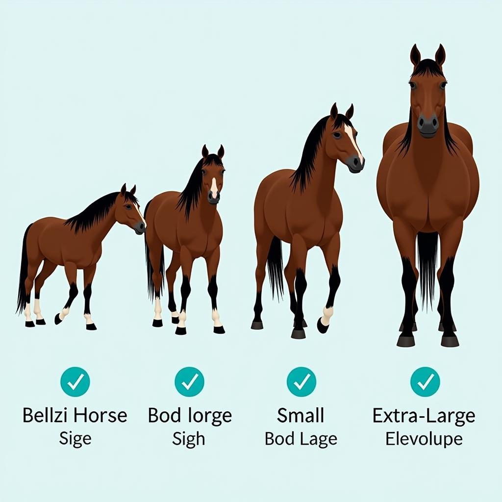 Different Bellzi Horse Sizes