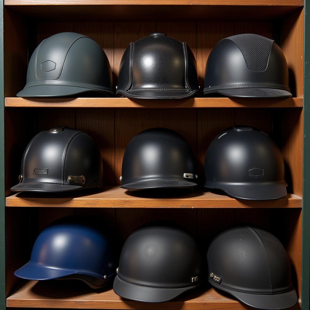 Horse Riding Helmets on Display