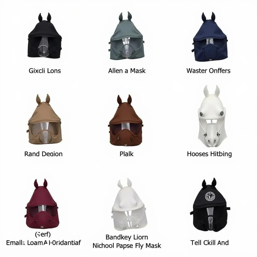 Various Horse Fly Masks Without Ears Displayed