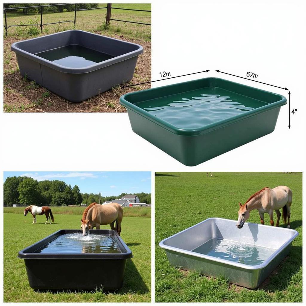 Various types of horse troughs