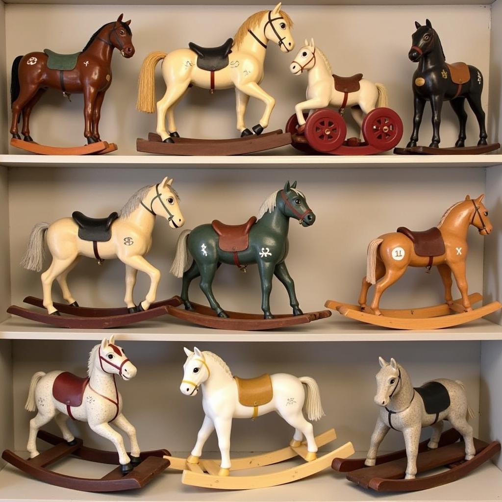 Various saddle horse wooden toys