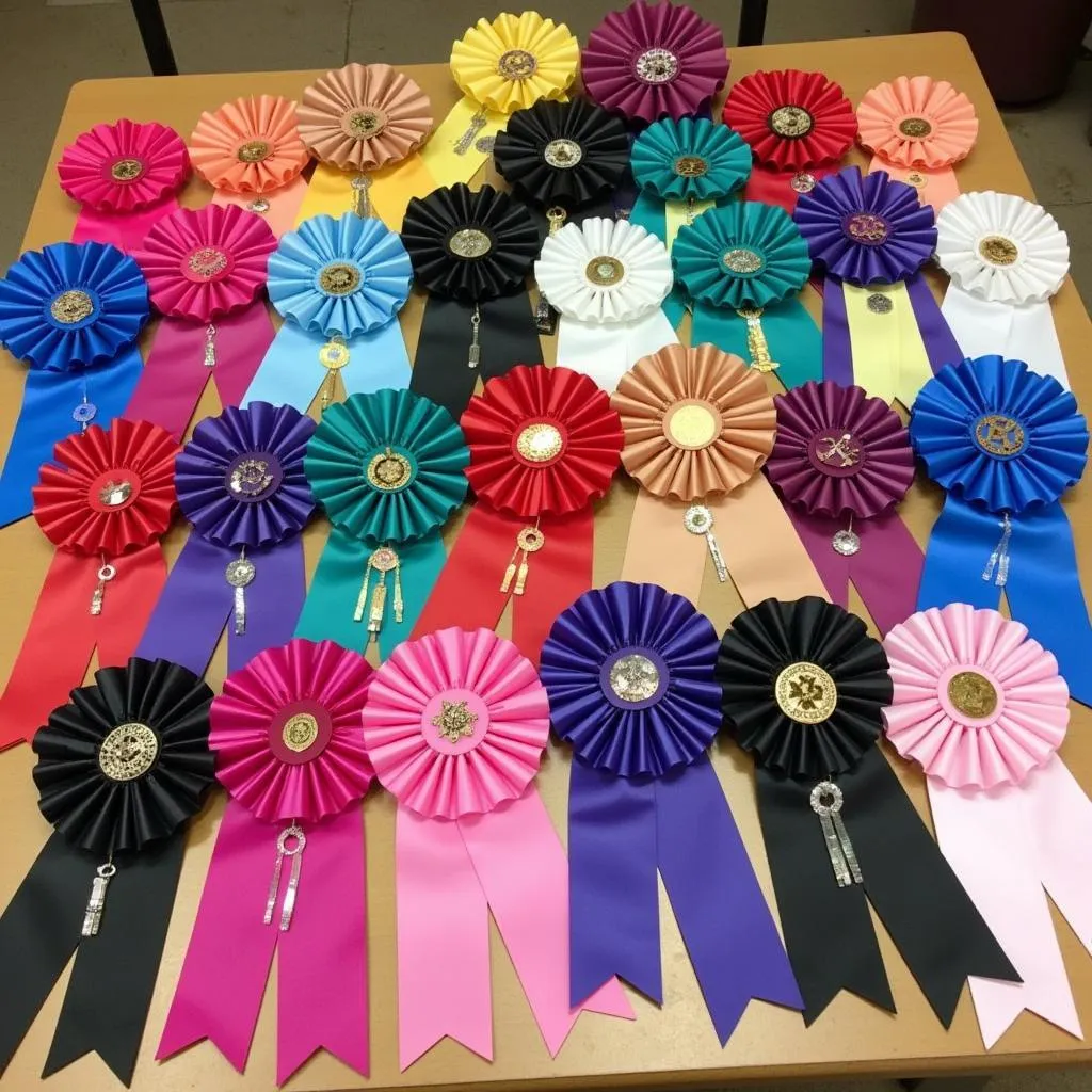 Colorful handmade horse show ribbons