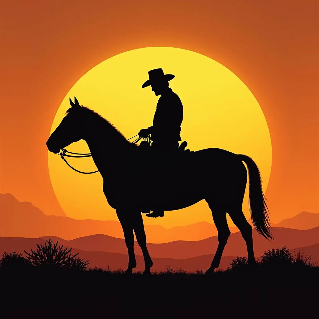 Doc Holliday and his horse watching the sunset