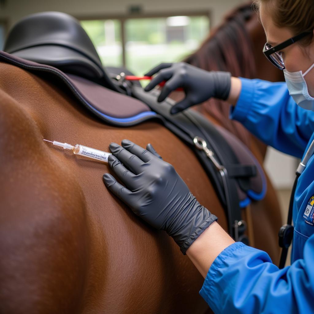 Administering Dormosedan Injection to a Horse