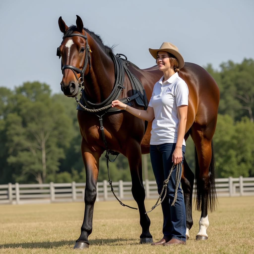 Experienced handler showcasing a draft horse