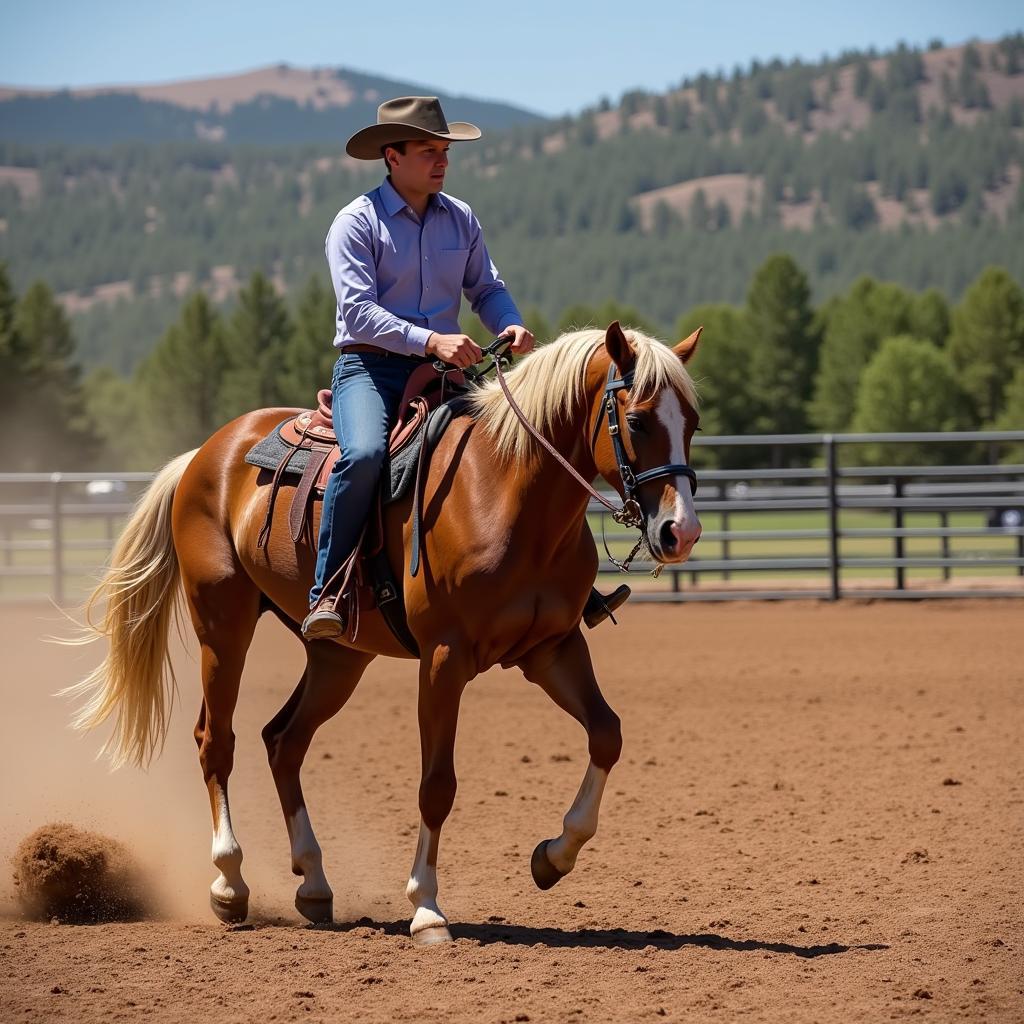 Draft Quarter Horse Cross Being Ridden Western