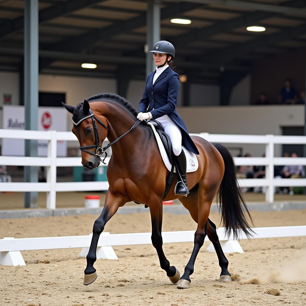 Dressage Horse and Rider Training in an Arena