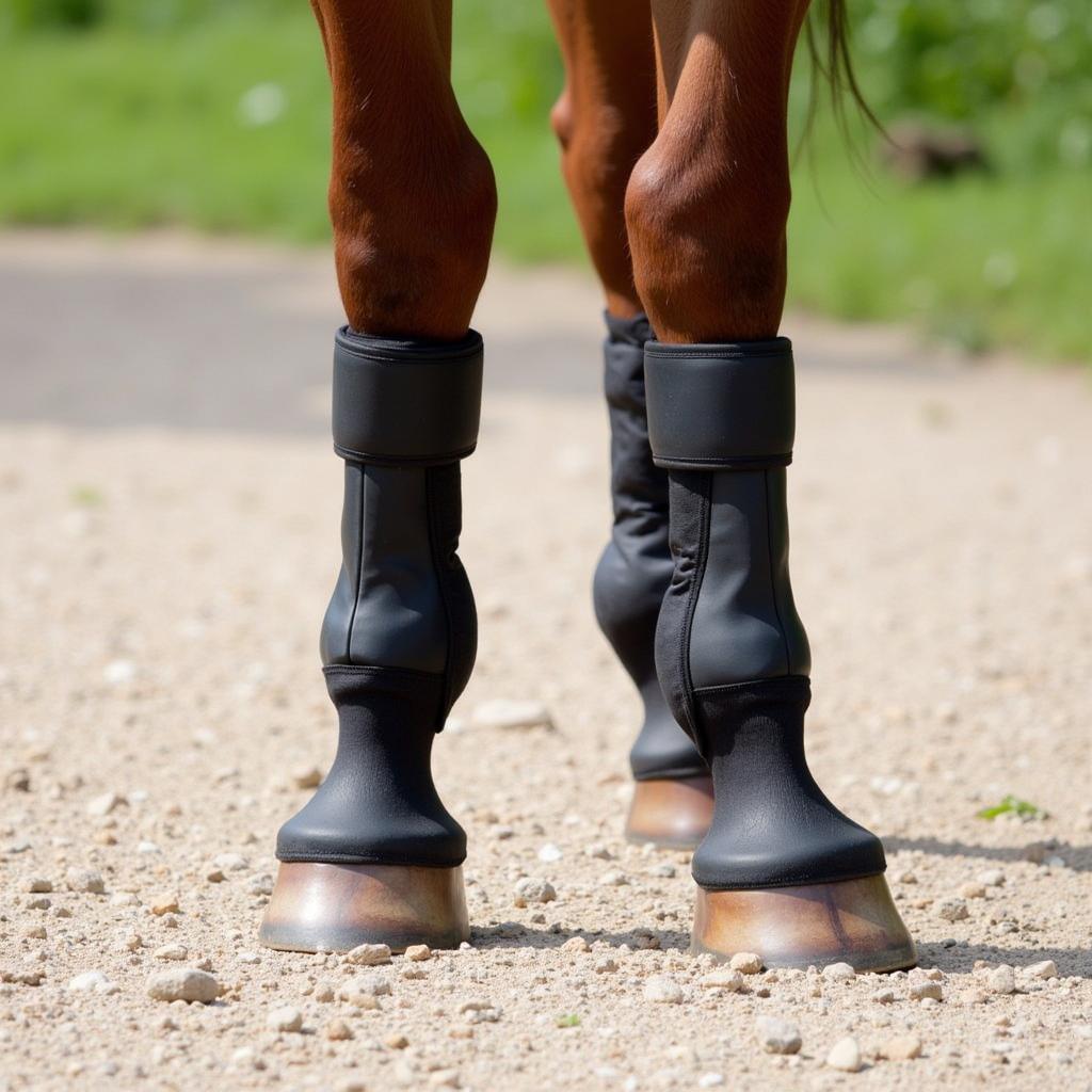 Horse Wearing Dressage Boots