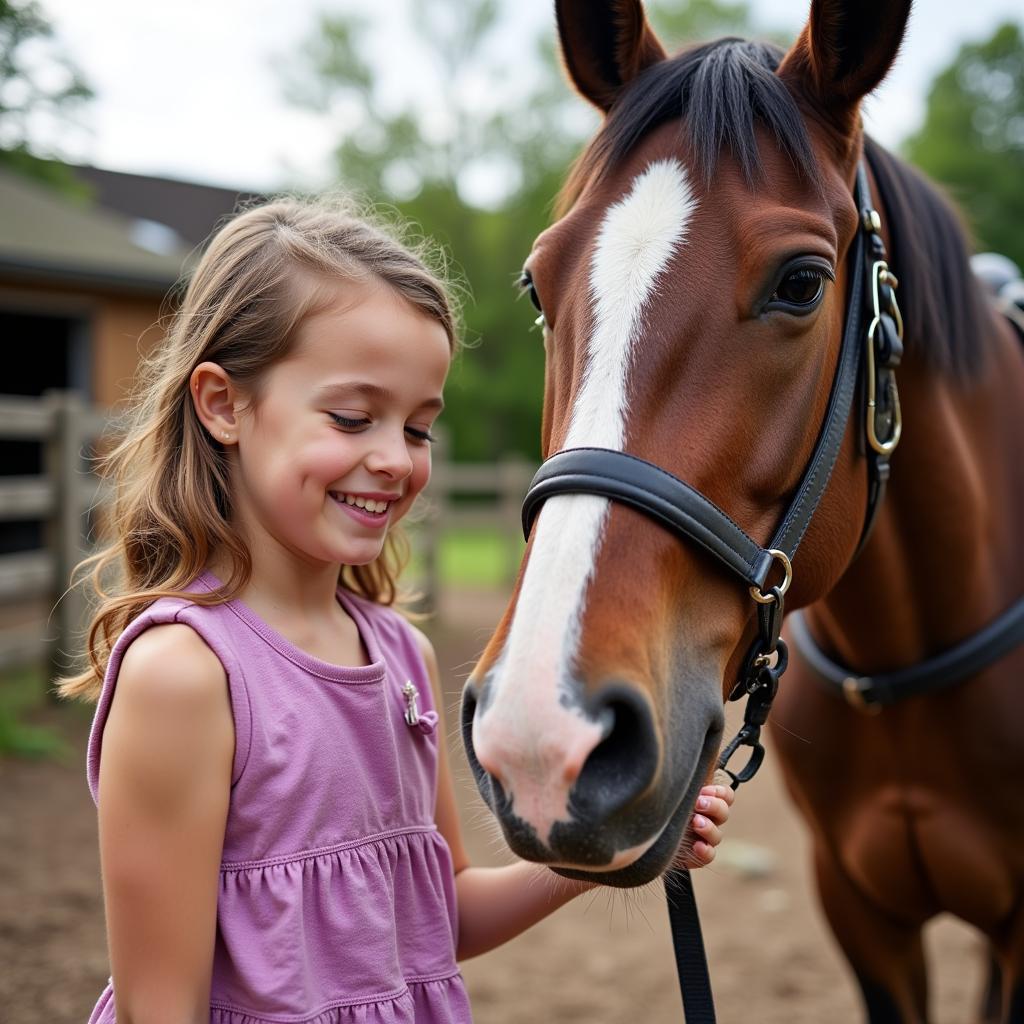 Dutch Draft Horse with a family