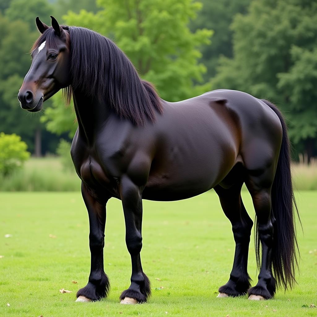 Dutch Draft Horse standing in a farm