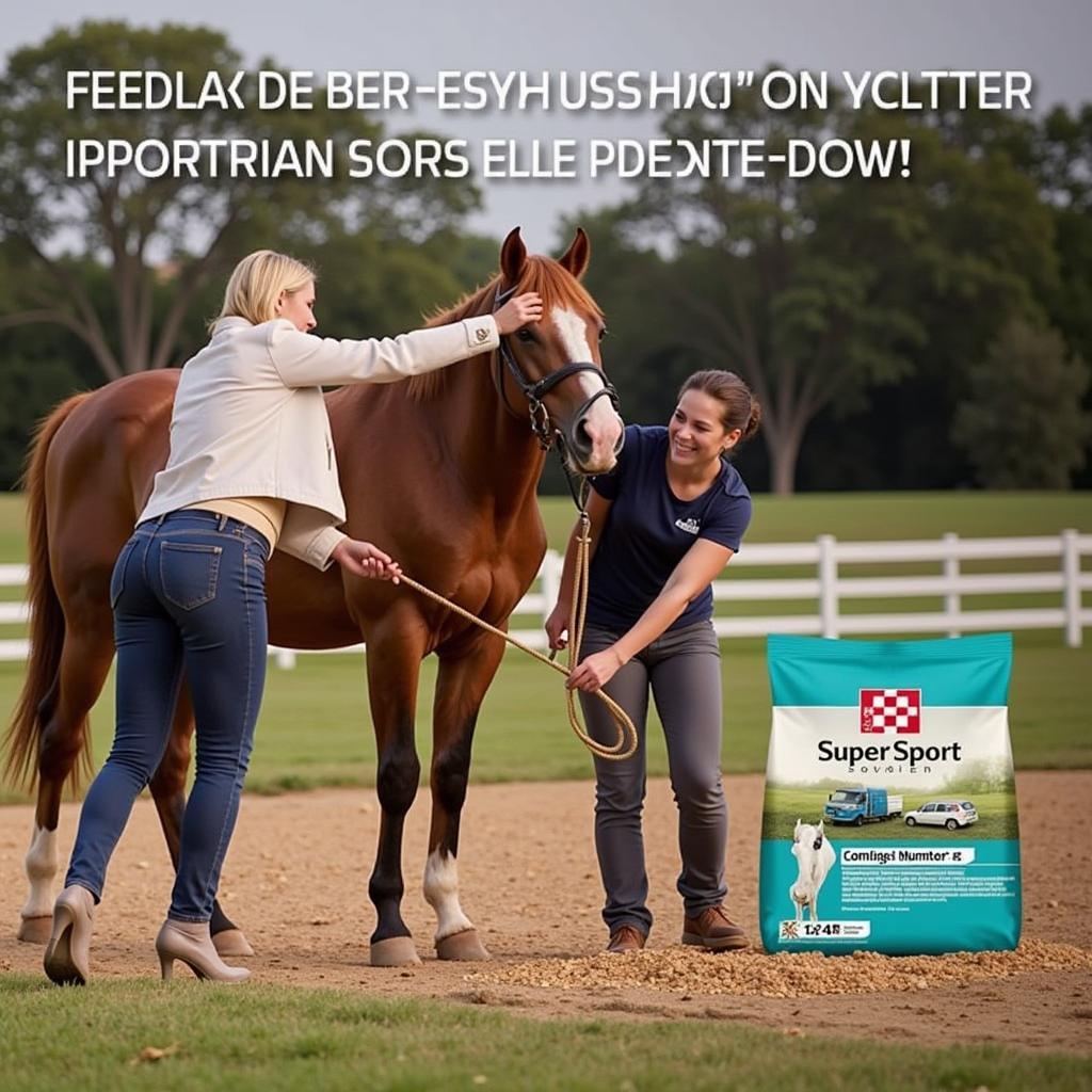 Equestrian Feeding Purina Super Sport to Horse