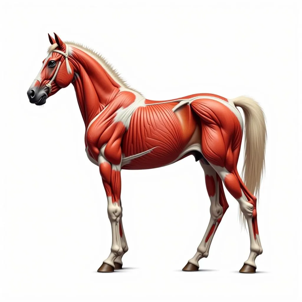 Horse muscles with labels for different groups