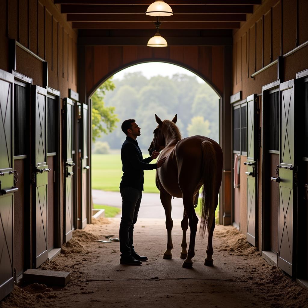 Equine Nutritionist Examining a Horse