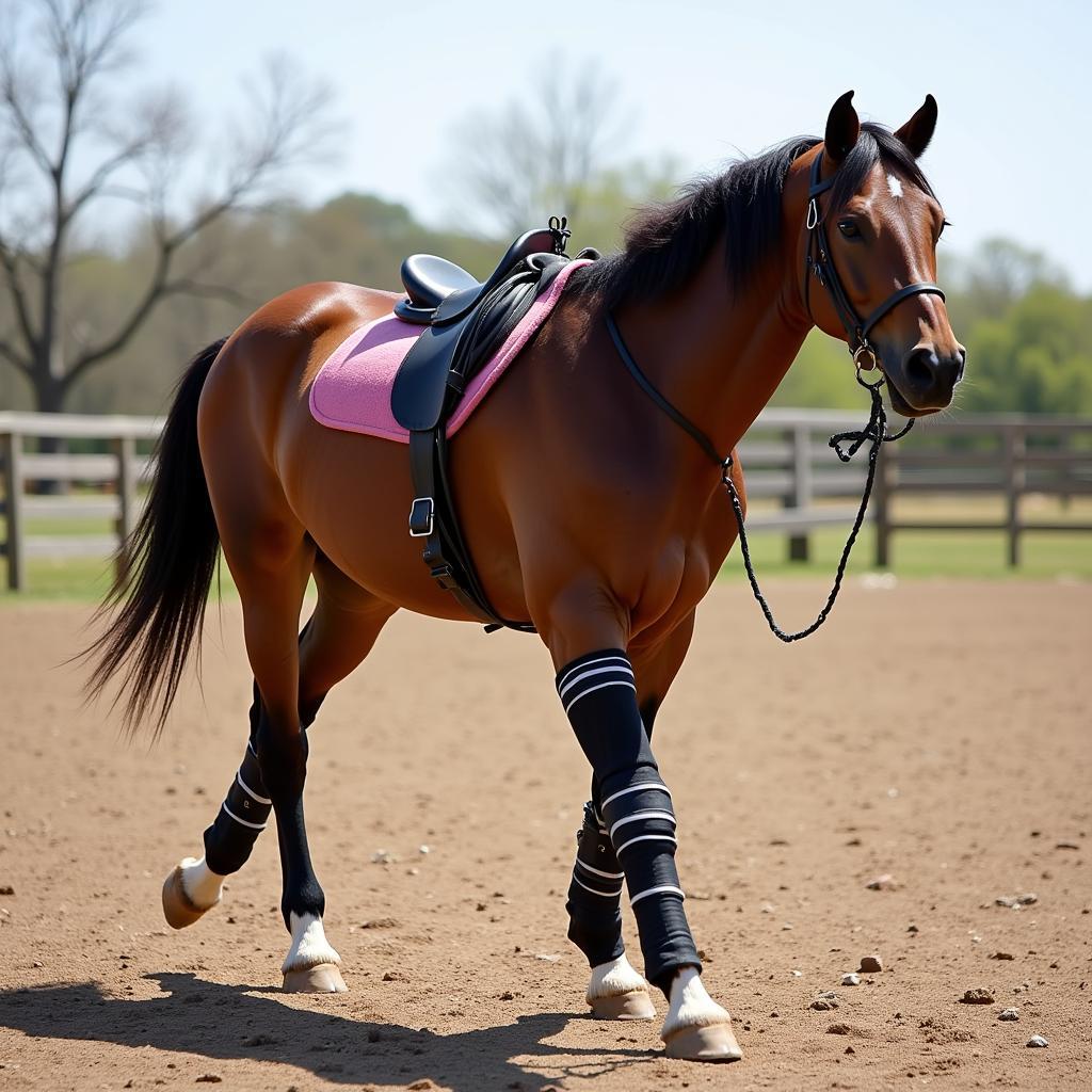 Horse Undergoing Rehabilitation for Extensor Tendon Injury