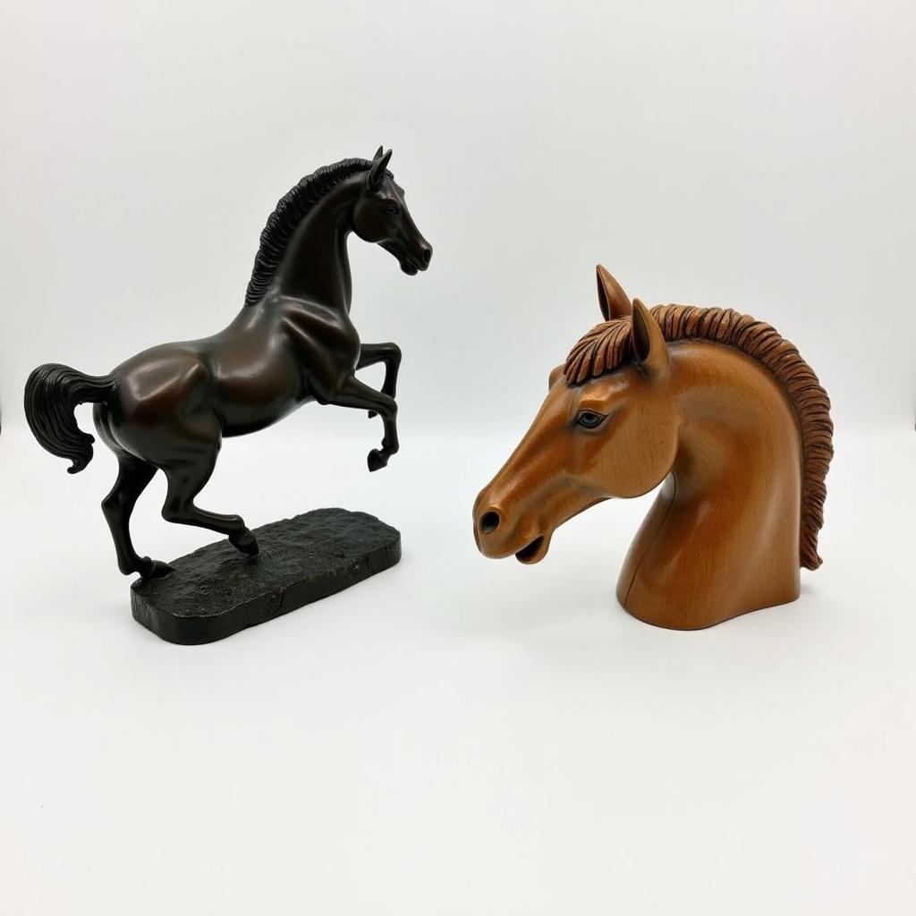 Equine Sculptures in Bronze and Wood