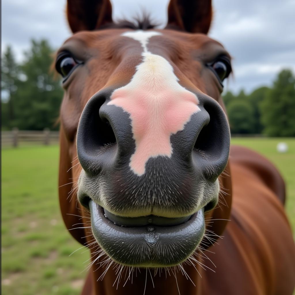 Excited Horse Foaming at the Mouth