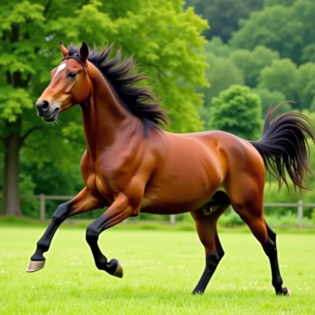 Excited Horse Running in a Field