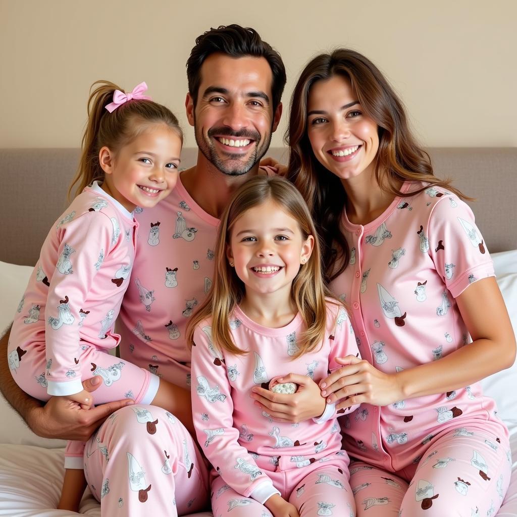 Family in Matching Dala Horse Pajamas