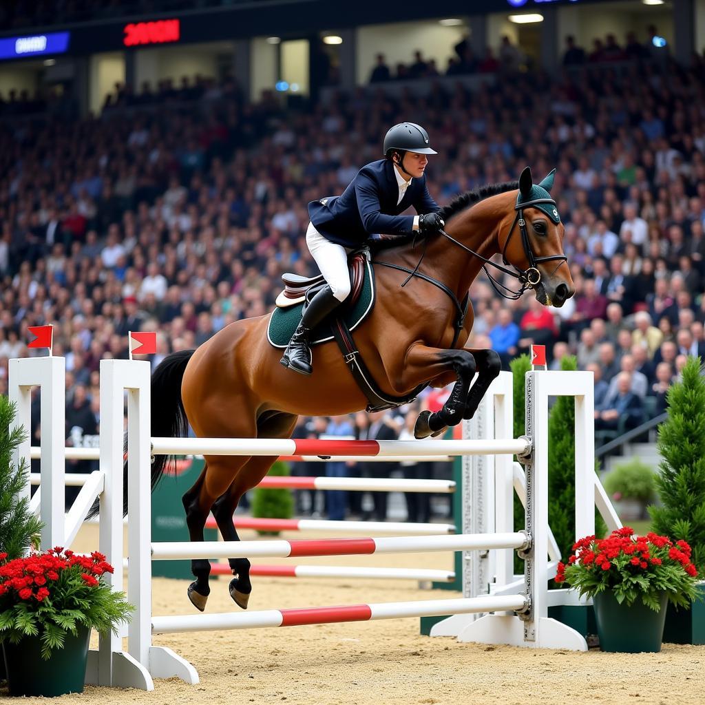 Show Jumping Rider Clears a High Jump