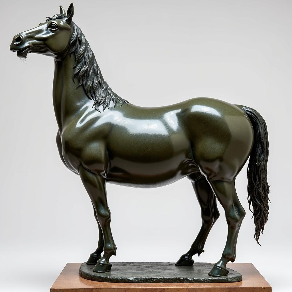 Bronze sculpture of a plump horse by Fernando Botero