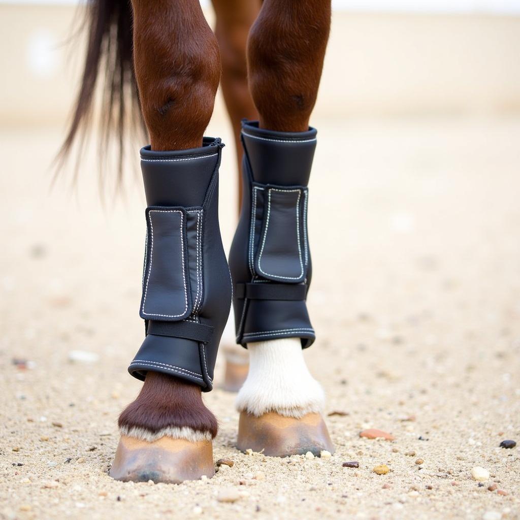 Fetlock Boots on Horse Leg