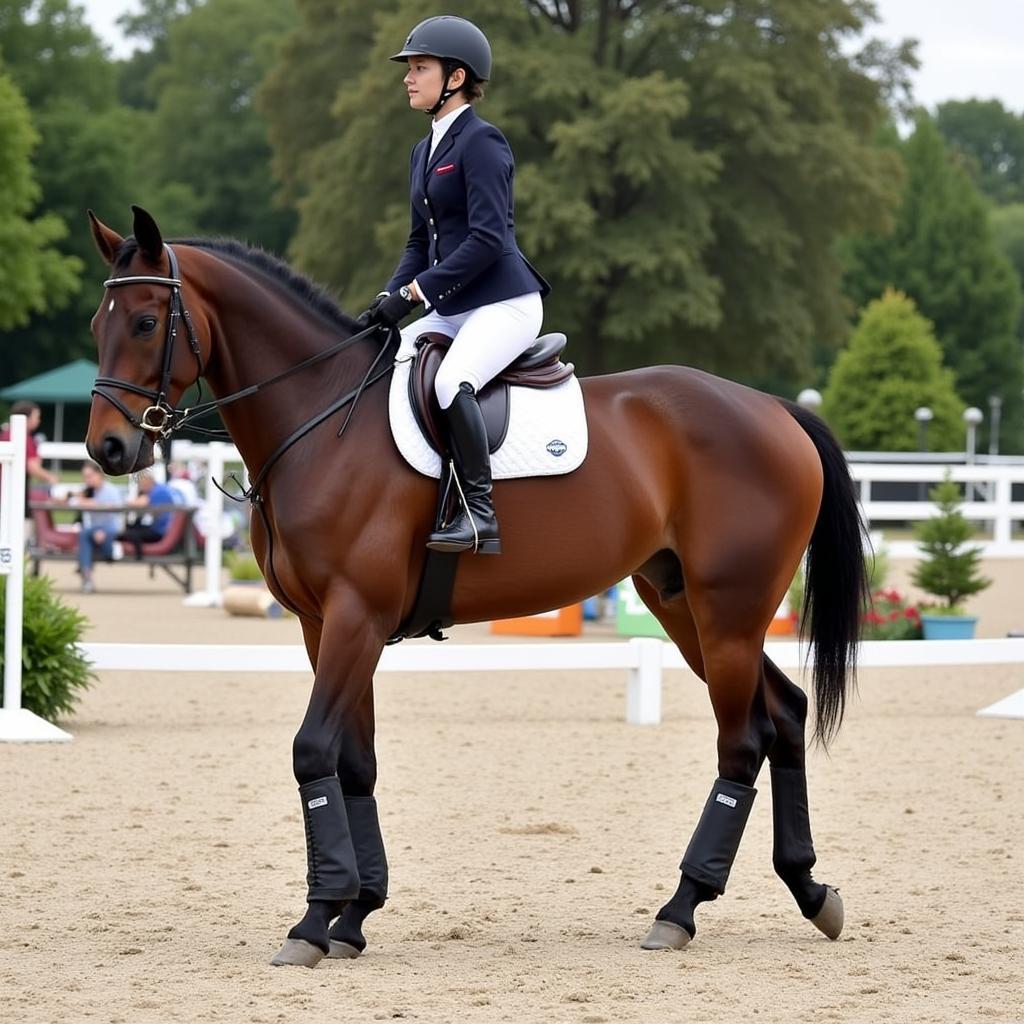 Equestrian Wearing Field Boots While Jumping