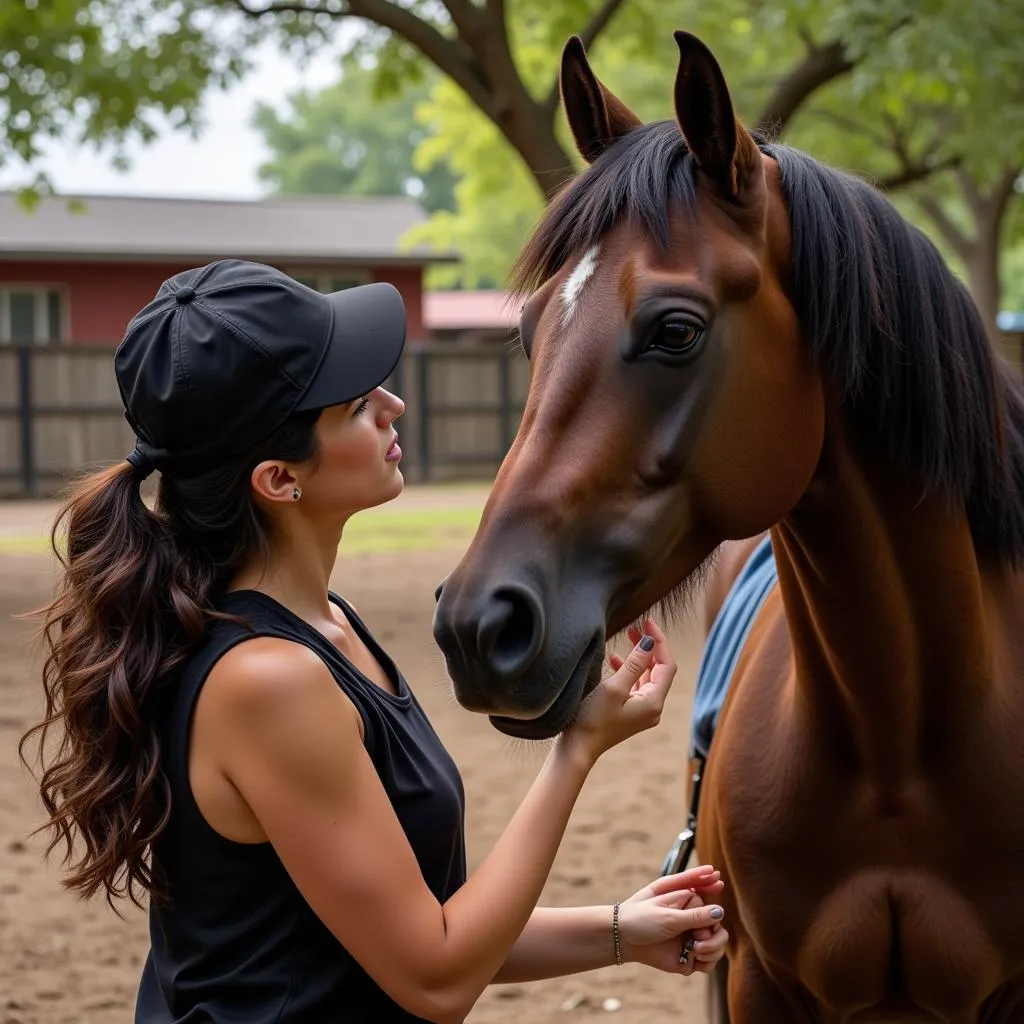 Experienced equestrian with a rescued horse