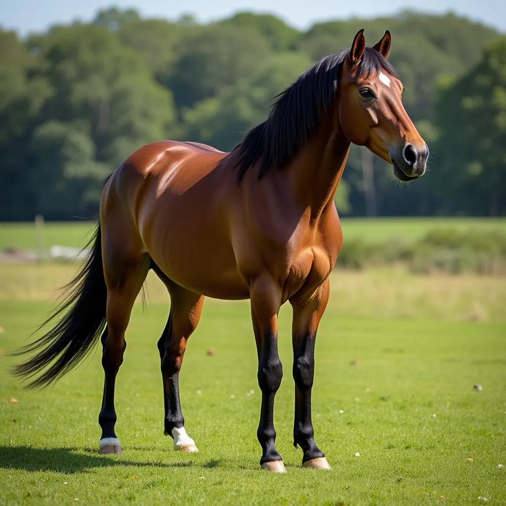 Five Star General Horse Grazing in a Lush Pasture