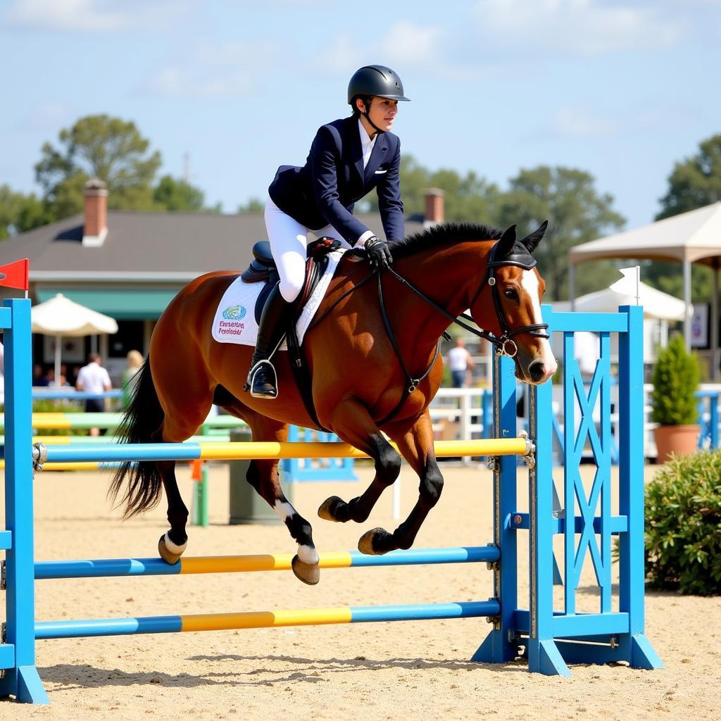 Equestrian jumping a fence at the Florida Gulf Coast Horse Show