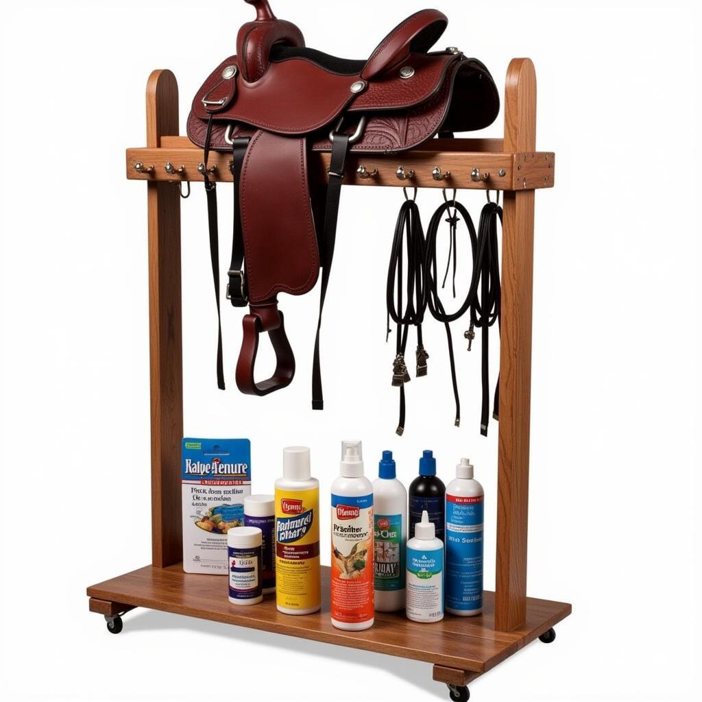 Freestanding Saddle Rack with Storage