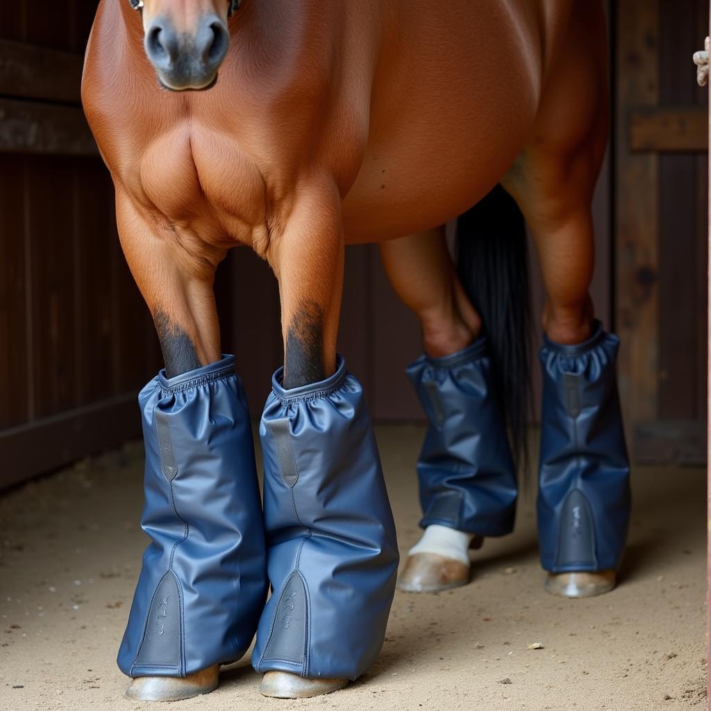 Horse Wearing Full Leg Ice Boots