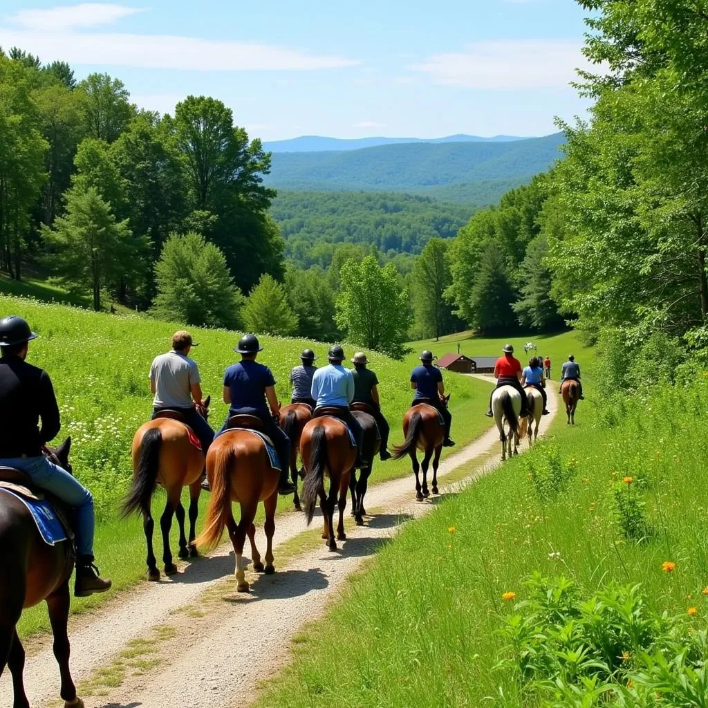 Gaited horses on a scenic trail ride in Virginia