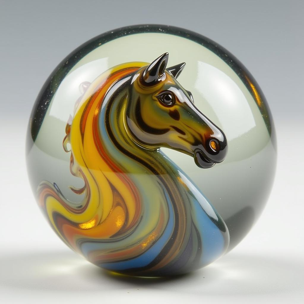 Antique German Glass Horse Marble