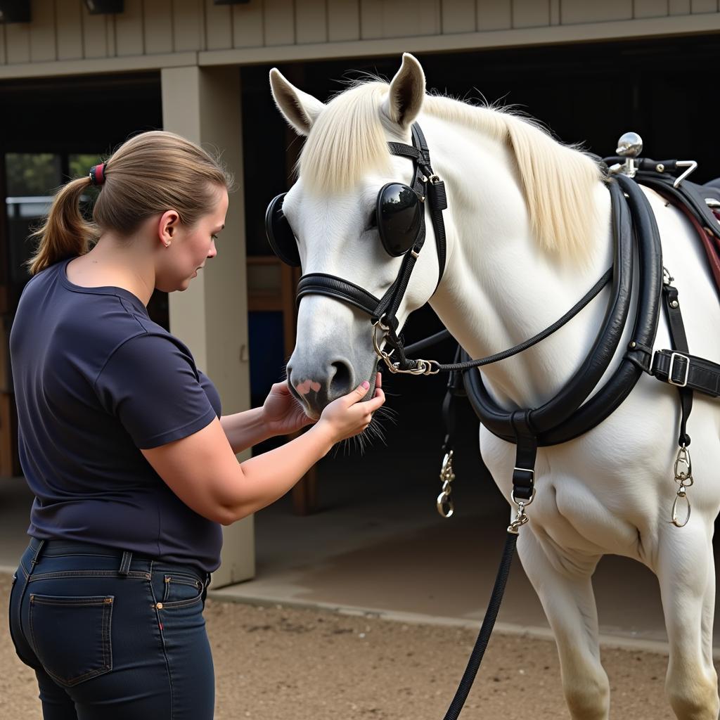 Gib White Harness Horse - Care and Grooming