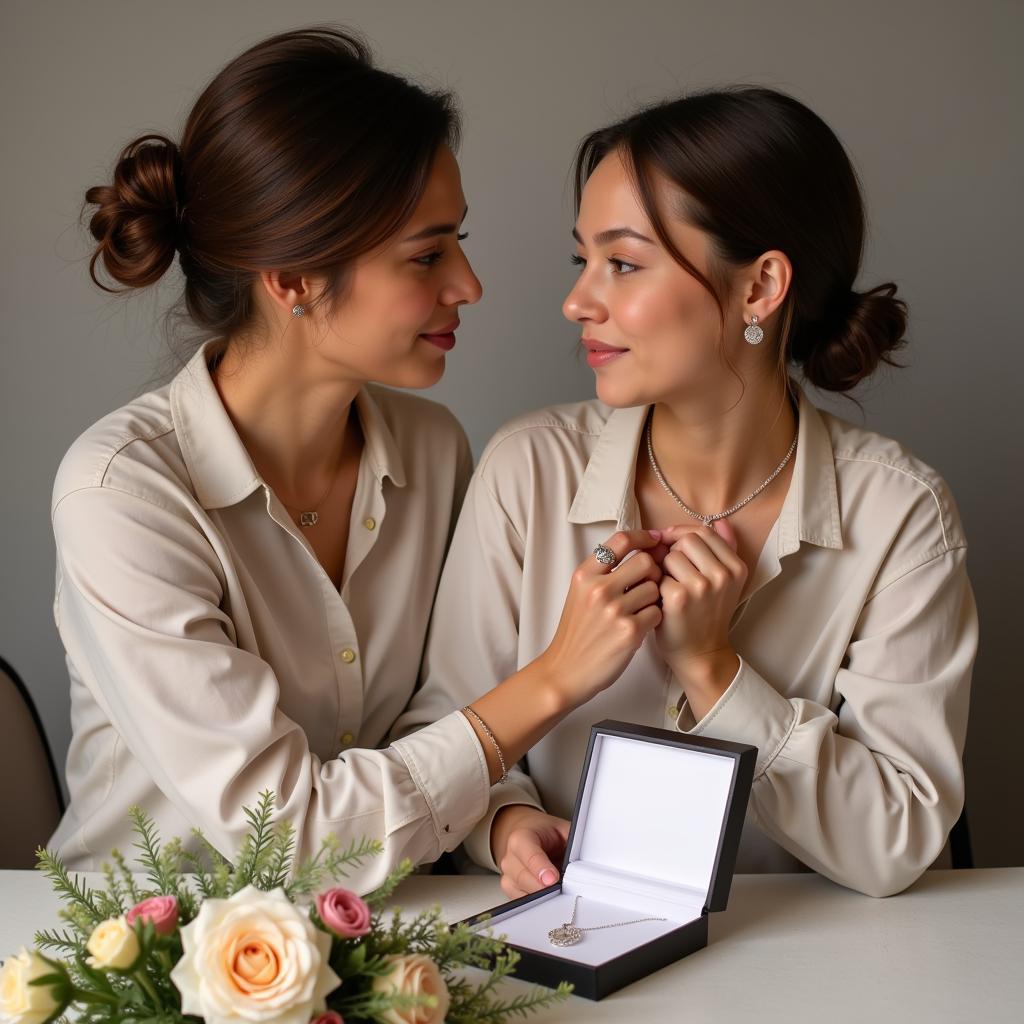 Giving a silver horse necklace as a gift