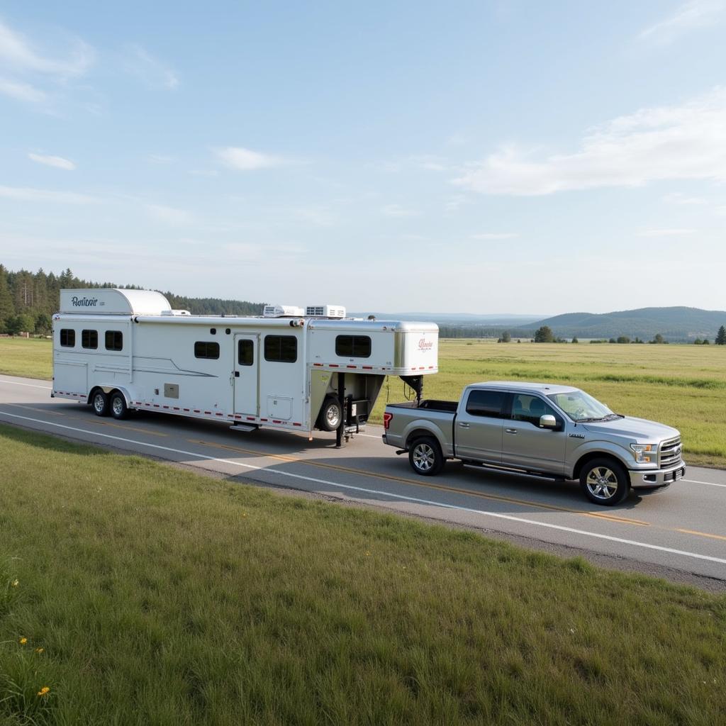 Sleek and Modern Gooseneck Platinum Horse Trailer on the Road