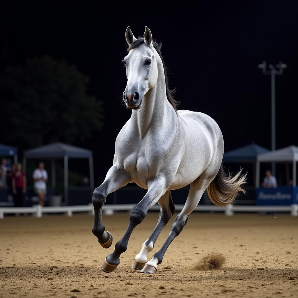 Gray Andalusian Horse in Dressage Competition