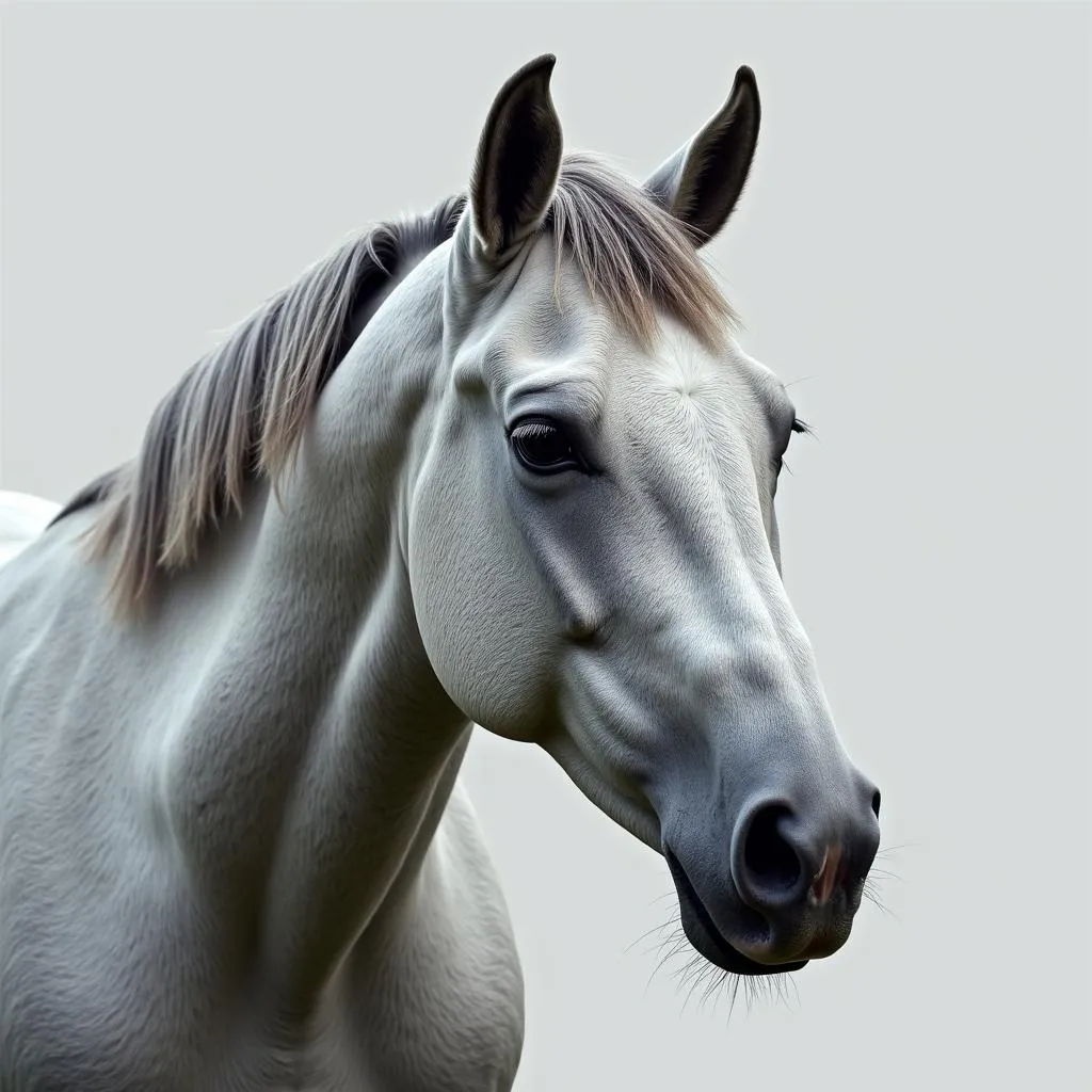 Portrait of a Grey Thoroughbred Horse