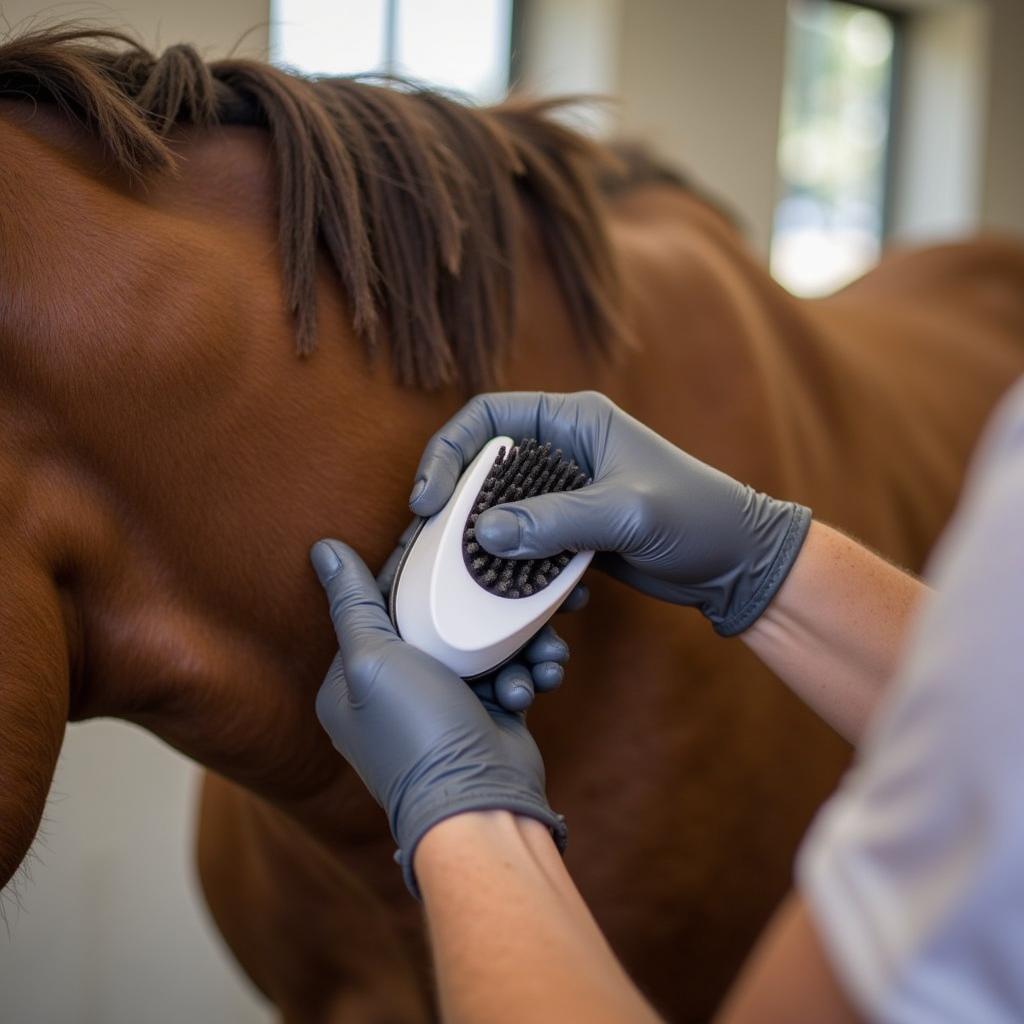 Grooming a Bay Horse