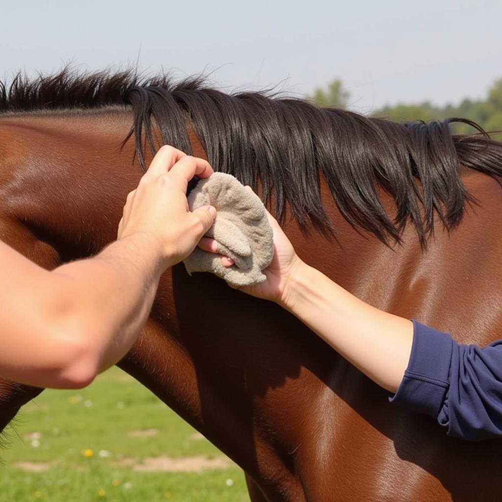 Grooming a Horse with a Roached Mane