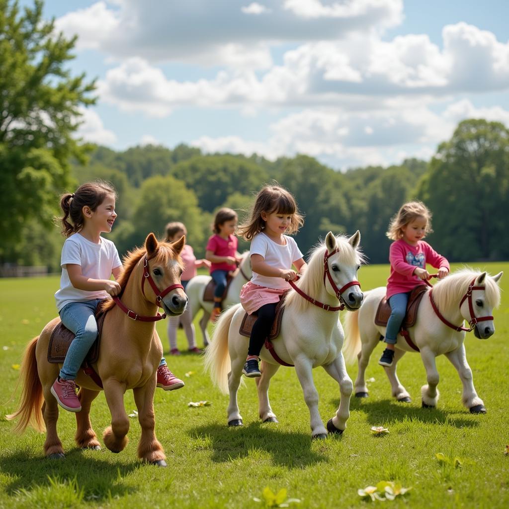 Children Having Fun with Hobby Horses