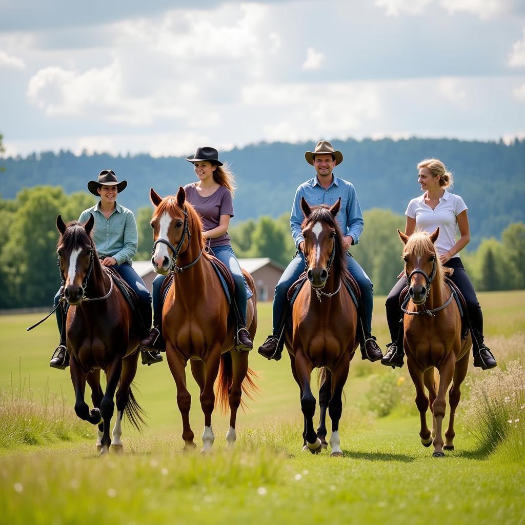 Diverse Group of Riders of Different Ages Enjoying an Outdoor Ride