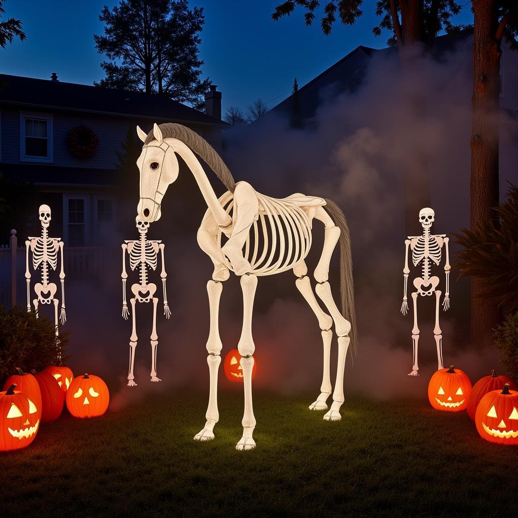 Halloween Skeleton Horse Decor