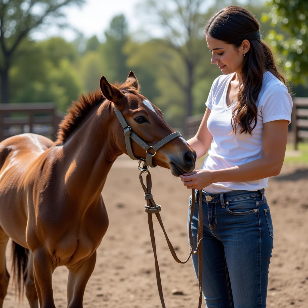 Halter training a colt