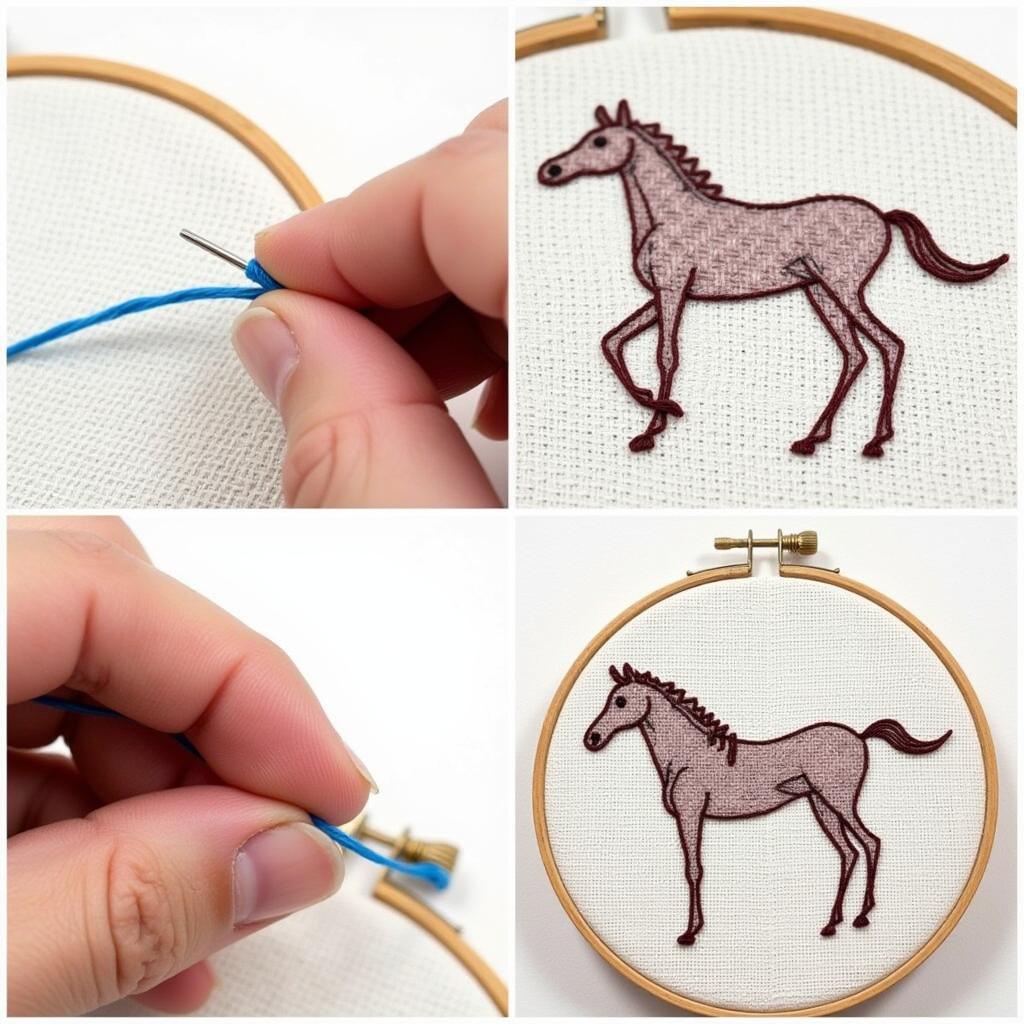 Hand Embroidery Horse Design in Progress