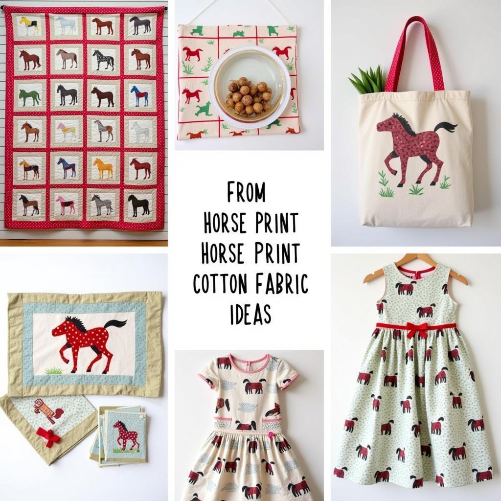 Handmade horse-themed items made from cotton fabric