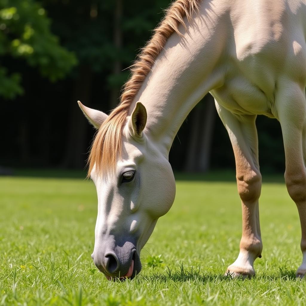 Happy Horse Grazing in a Pasture